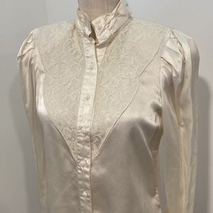 vintage Circle T Marilyn Lenox satin lacy western blouse S
